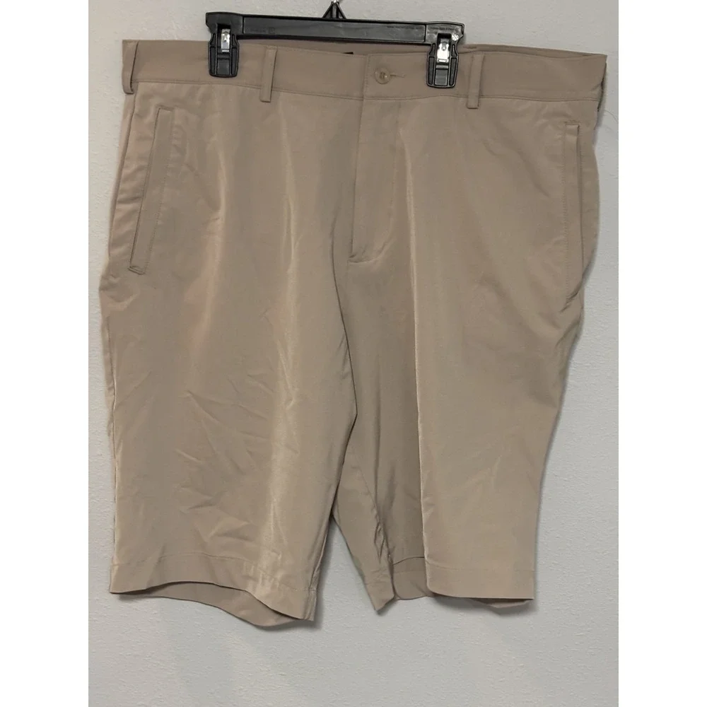 Nike Flat Front Performance Golf Shorts Men's Size 38‎ Beige Slash Pockets